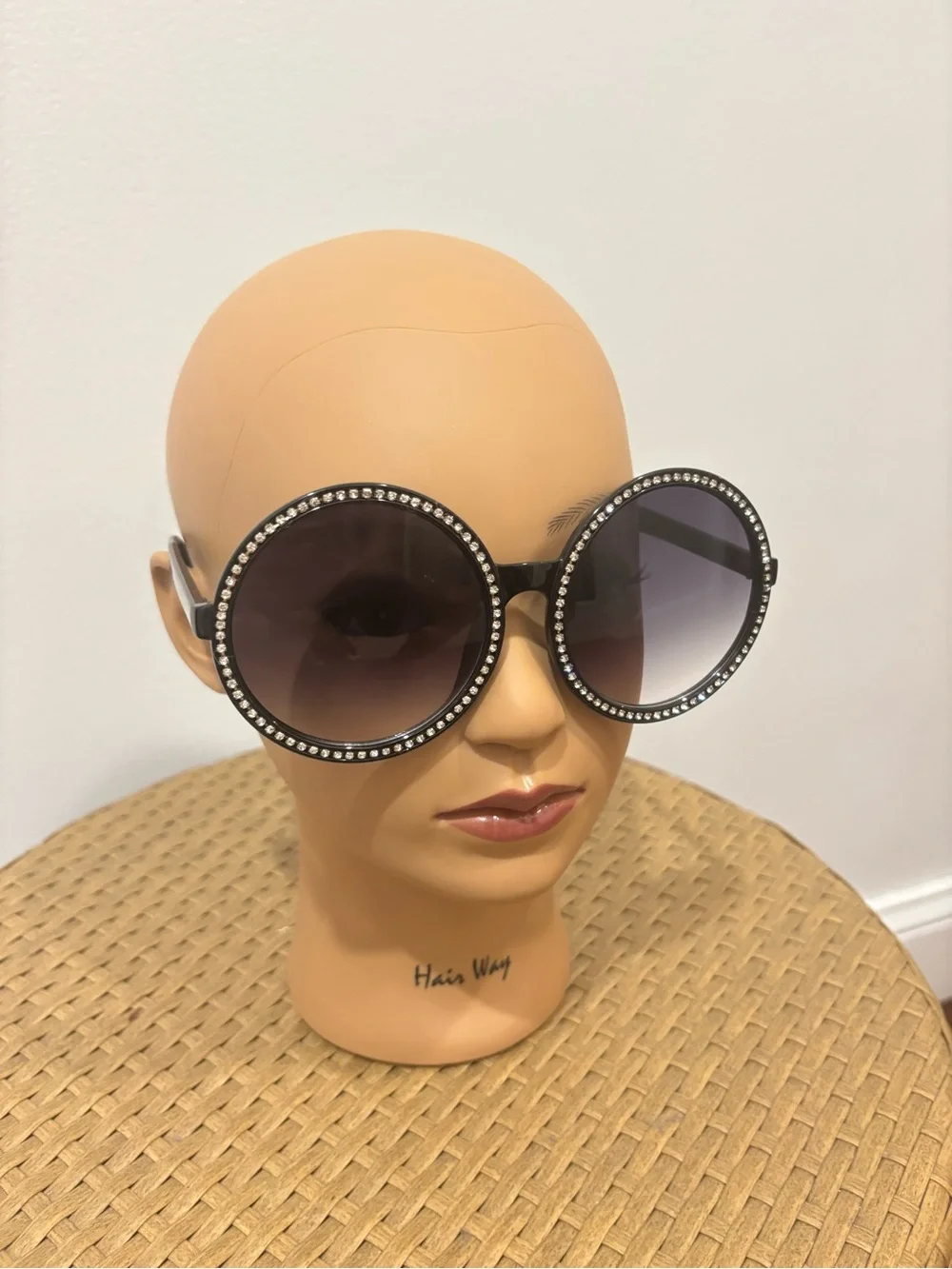 NY Sunglasses Black Round Rhinestone